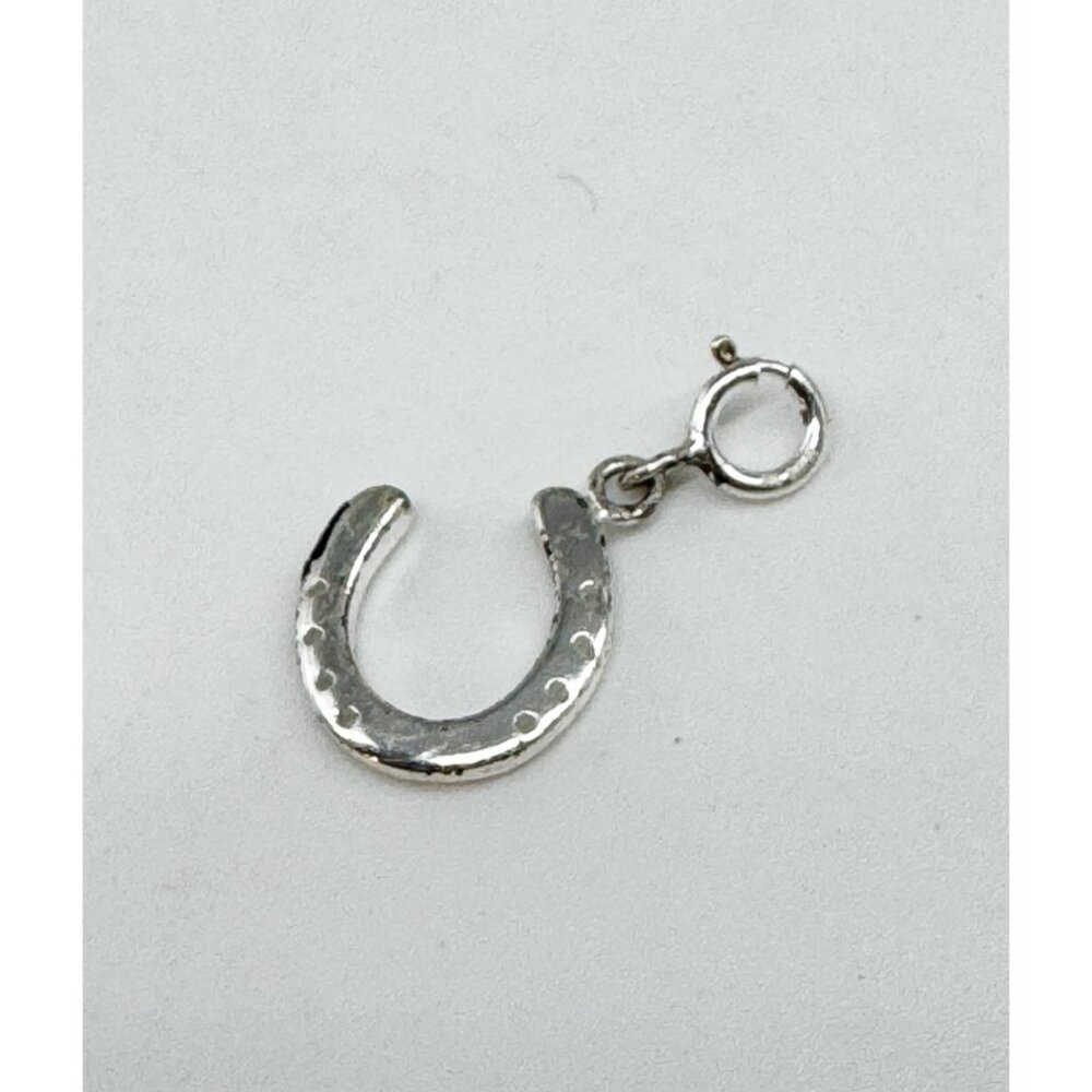 MWS TH 925 Sterling Silver Spring Ring Clasp Lucky Horseshoe Charm for Bracelet